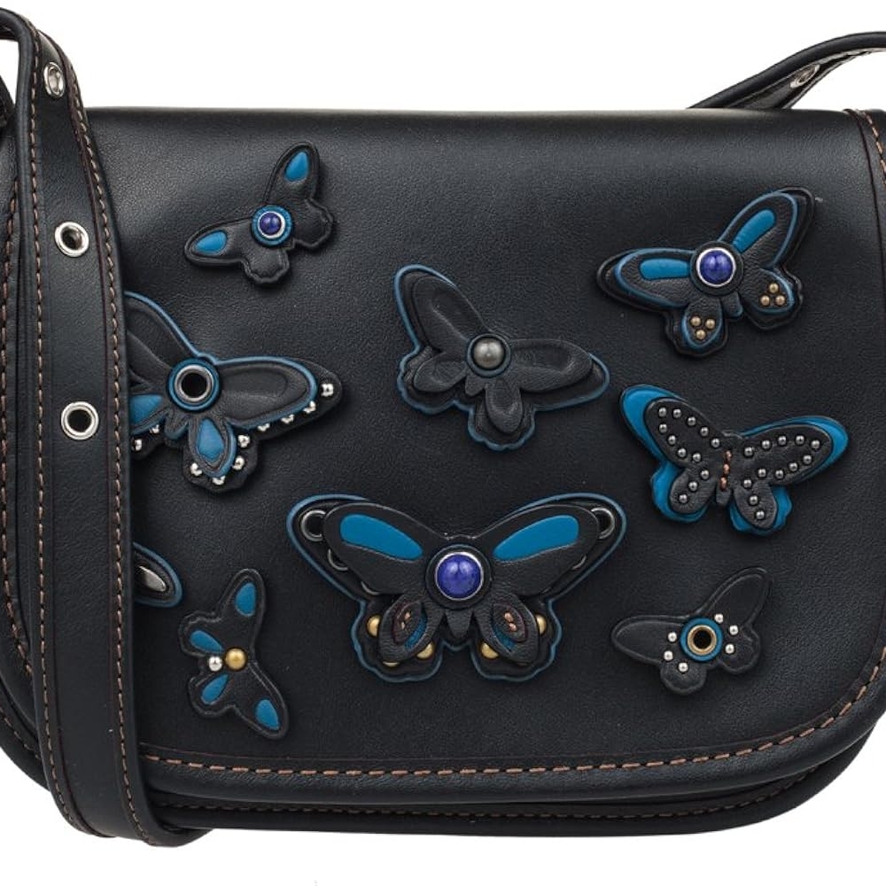 Coach Black and Blue Butterfly Saddle Bag